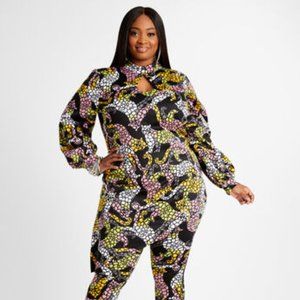 Ashley Abstract Scuba Asymmetric Duster  - NEW